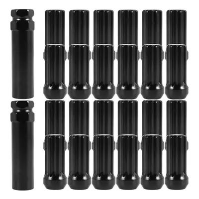 M14X1.5 Wheel Lug Nuts, Pieces 14Mmx1.5 Spline Drive Awl Cone Lug Nuts 2Inch Long Black with Soc