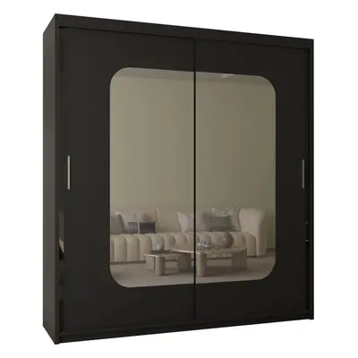 (Black, 180cm) Marika Mirrored Sliding Door Bedroom Wardrobe