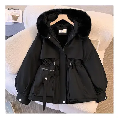 (M, Black) Women's Winter Jacket Overcoat Fashion Thick Cotton Liner Padded