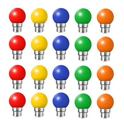 20x B22 Bayonet Cap LED Coloured Light Bulb Mini Globe Golfball Bulbs for Outdoor Patio Garden P