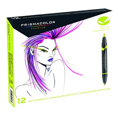 Prismacolor Premier Double-Ended Art Markers Fine and Brush Tip 12-Count Assorted Colors