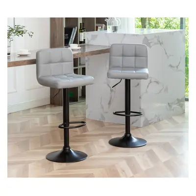 Set of Grey CHICAGO Faux Leather Bar Stools, swivel height adjustable