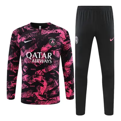 (S) PSG Football Training Suit Long Sleeve Soccer Tracksuit Pink/Black