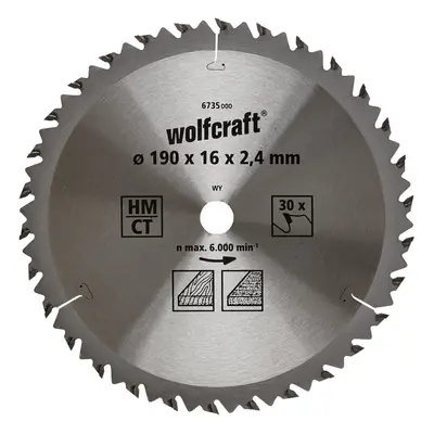 Wolfcraft 190 x x 2.4mm CT Circular Saw Blade with Teeth - Brown Series