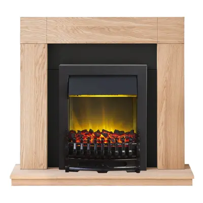 Adam Malmo Fireplace Suite in Oak with Blenheim Electric Fire in Black, Inch