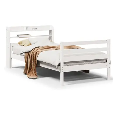 vidaXL Bed Frame with Headboard Bed Base White 100x200 cm Solid Wood Pine