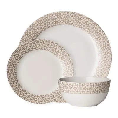 Avie 12Pc Casablanca Dinner Set, Natural & White