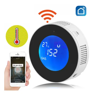 Wifi Smart Natural Gas Alarm Sensor With temperature function Combustible Gas Leak Detector LCD 