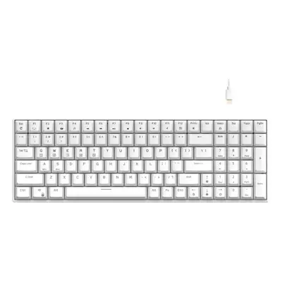 (White, Brown Switch) Bluetooth 2.4G Wired Mechanical Gaming Keyboard Keys Three Mode With Hot S