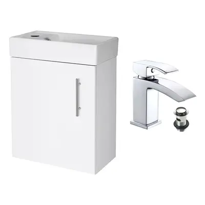 Gloss White Wall Hung Vanity Unit & Lucia Basin Tap