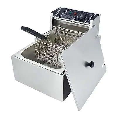 2500W 6L Electric Deep Fryer Single Tank Deep Fat Fryer Stainless Steel Chip Fryer with Lid Easy