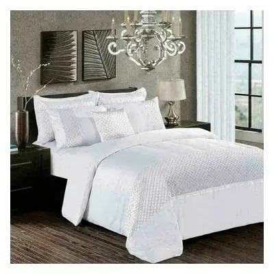 (White, Double) Luxury Piece Crushed Velvet Atlanta Duvet Cover