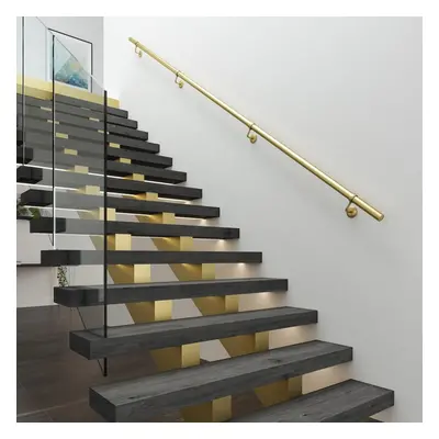 Rothley Metal Handrail Kit Satin Brass Stairs Bannister 3.6m