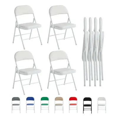 (PACK OF 4, WHITE) 1/2/4/6 Faux Leather padded Foldable Chairs