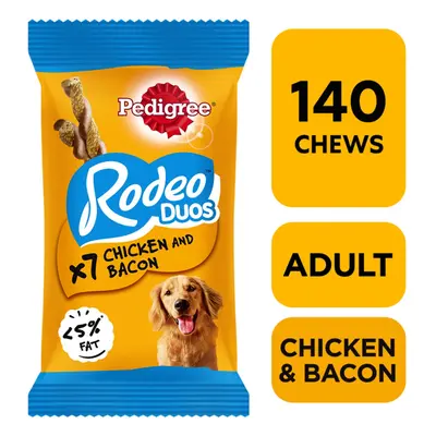 140 Pedigree Rodeo Duos Dog Treats Chicken & Bacon Dog Chews (20x123g)