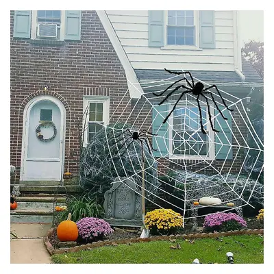 (White, 7x5.5M) Halloween Scary Giant Spider Web Party Haunted House Prop Horror Decoration