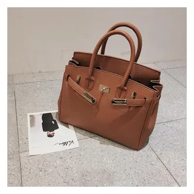 (light brown) Women Bags Fashion Lychee Pattern Platinum Bag Hand Shoulder Diagonal Female Bag