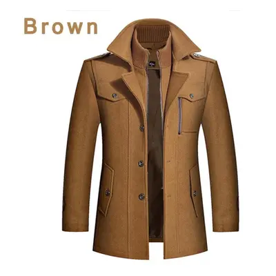 (khaki, M) Winter Trench Coat For Men Fashion Mens Jackets Version Of Woolen Men&apos;s Jacket D