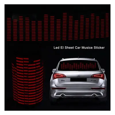 (red, 70*16cm) Car Rear Window Sticker Led Sound Activated Equalizer Car Neon El Light Music Rhy