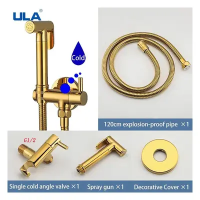 (gold) Ula Single Cold Water Bidet Faucet Brass Gold Tap Portable Bidet Sprayer Shower Set Toile