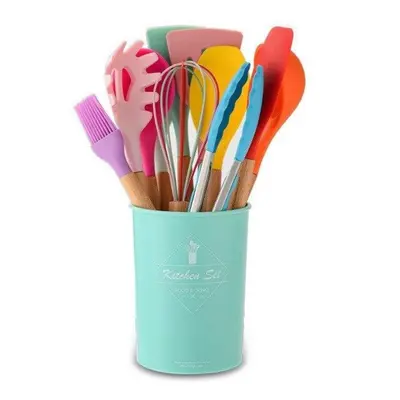 (multicolor) 12pcs Silicone Kitchenware Cooking Tool Set Non-stick Utensils Set Spatula Shovel W