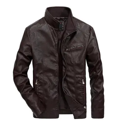 (coffee, XL) Good Quality Brand Motorcycle Leather Jackets Men Warm Patchwork Military Jacket Ba