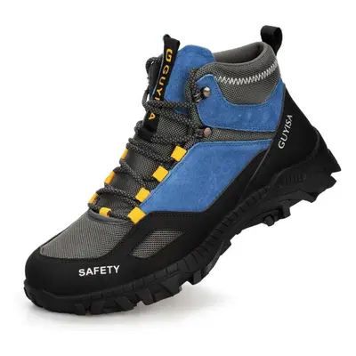 (blue, 46) Wear-resisting Men Work Safety Boots Anti-smash Anti-puncture Work Sneakers Waterproo