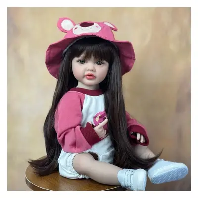 (same as picture) Bzdoll Realistic Lifelike Reborn Baby Girl Full Silicone Body Doll With Long H