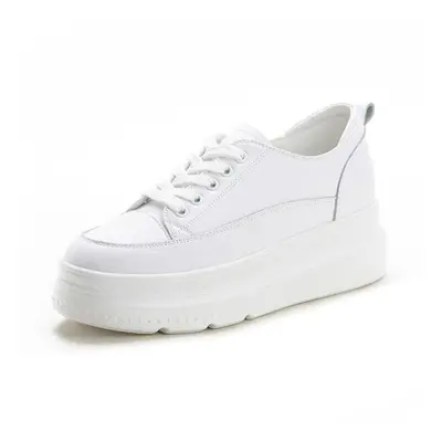 (white, 37) Genuine Leather Shoes Women Sneakers Height Increasing Shoes Casual Ladies White Sho