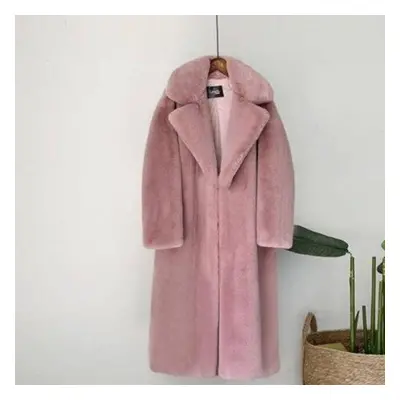 (dark pink, XXL) Women Winter Warm Faux Fur Coat Thick Women Long Coat Turn Down Collar Women Wa