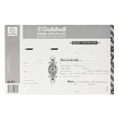 Exacompta Guildhall Share Certificate Book, Black/Grey