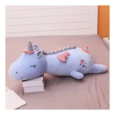 (blue no light, 125CM) 60CM Cute Glowing LED Light Unicorn Plush Toys Lovely Luminous Animal