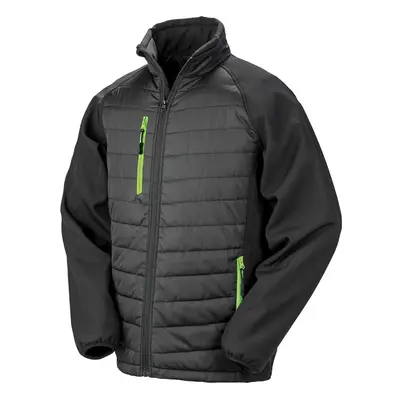 (M, Black/Lime) Result Unisex Adult Compass Softshell Padded Jacket