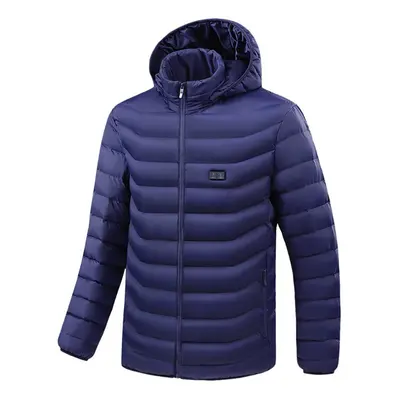 (blue, 5XL) Unisex Electric Heated Jacket Warm Up Heat Pad Cloth Body Warmer Usb Coats M-5xl