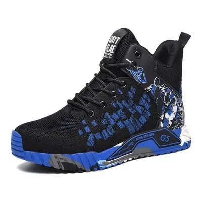 (blue, 39) Fashion Men Work Safety Boots Anti-smash Work Sneakers High Top Safety Shoes Men Inde