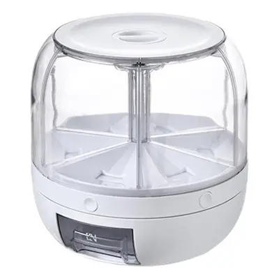 (white, One Size) Grain Dispenser Rotating Rice Dispenser Storage Container 6-compartment Dry Fo