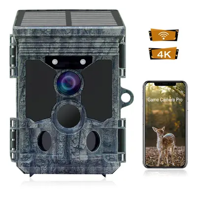 (Camera) 46MP image 4K Video Solar Panel Powered WiFi Infrared Wildlife Hunting Trail Game Camer