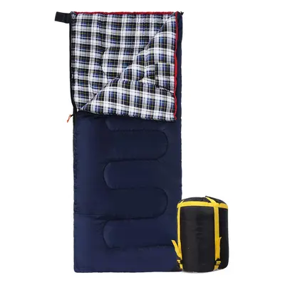 (Navy Blue with 2lbs Filling) Cotton Flannel Sleeping Bags for Camping, 3-Season Warm and Comfor