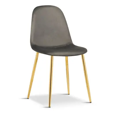 (Grey) 4Pcs SFC Dining Chairs Velvet Padded Seat with Gold Legs