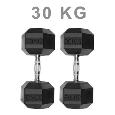 (30KG) Dumbbells Rubber Encased Weights Sets, Hexagonal Dumbbell Gym Pairs