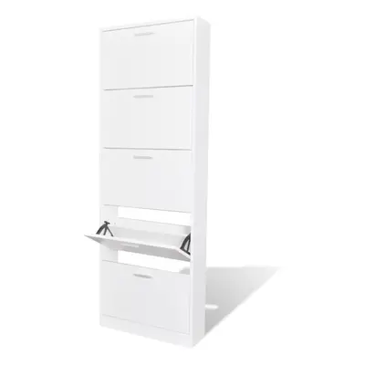 vidaXL Wooden Shoe Cabinet with Compartments White Storage Rack Organiser