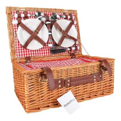 Outdoor Person Luxury Wicker Picnic Basket Set with Blanket Vintage