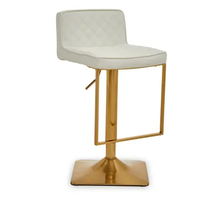 Premier Housewares Baina White And Gold Bar Stool With Square Base