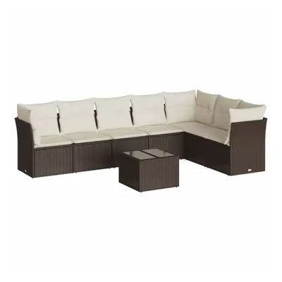 vidaXL Garden Sofa Set Piece with Cushions Outdoor Sofa Brown Poly Rattan