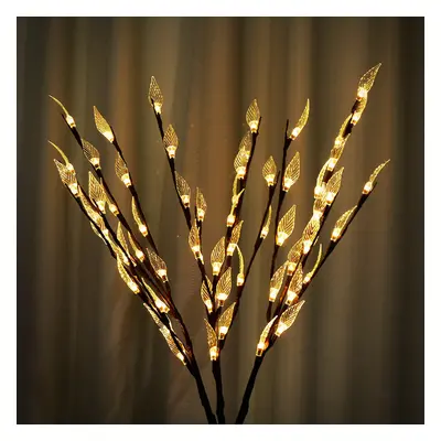 (Warm White) 3PCS Solar Powered Tree Branch Leaf Pattern LED Garden Holiday Light Outdoor Path W