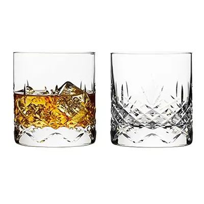 Hemswell Crystal Whisky Glasses Set of Wicklow Whisky Tumblers 11oz with Satin Lined Presentatio