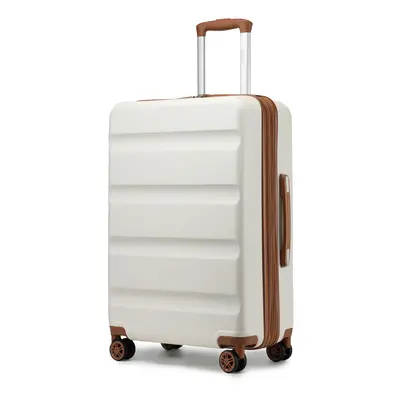 (24 inch) 19/24/28 Inch ABS Hard Shell Suitcase Cream Color Luggage with Spinner Wheels and Dial