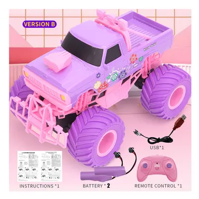 (Version B-2B) Pink RC Car Electric Drive Off-Road Big Wheel High Speed Purple Remote Control Tr