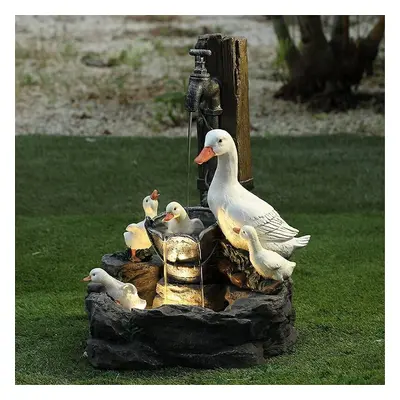 (Duck) Solar Fountain With Resin Duck Family, Duck Water Fountain Statue, Garden Garden Decorati