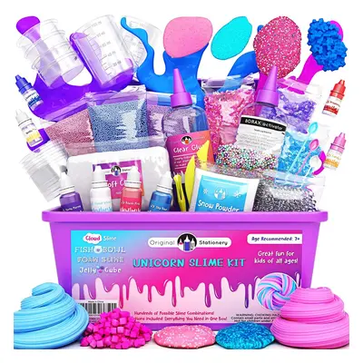 Unicorn Slime Kit Supplies Stuff Making Slime Girls Kids Glitter Fluffy Cloud Foam Putty Art Cra